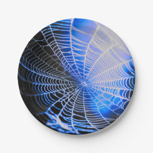 Prato De Papel Aranha Negra Azul Assustadora