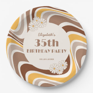 Prato De Papel Arca da Flor Artística da Onda Retroativa Marrom A