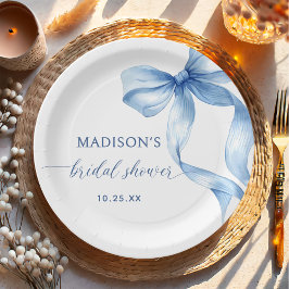 Prato De Papel Arco Azul Desbotado Ela Vai Casar Chá de Noiva