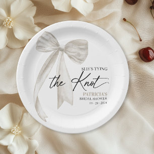 Prato De Papel Arco Branco Ela é Chá de panela de Casando