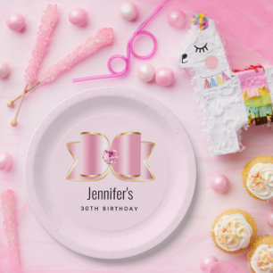 Prato De Papel Arco de Glam Rosa com um Aniversário de Gemstone C
