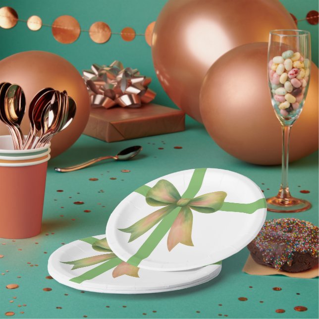 Prato De Papel Arco de Presente Elegante – Design Moderno de Nata (Múltiplo)