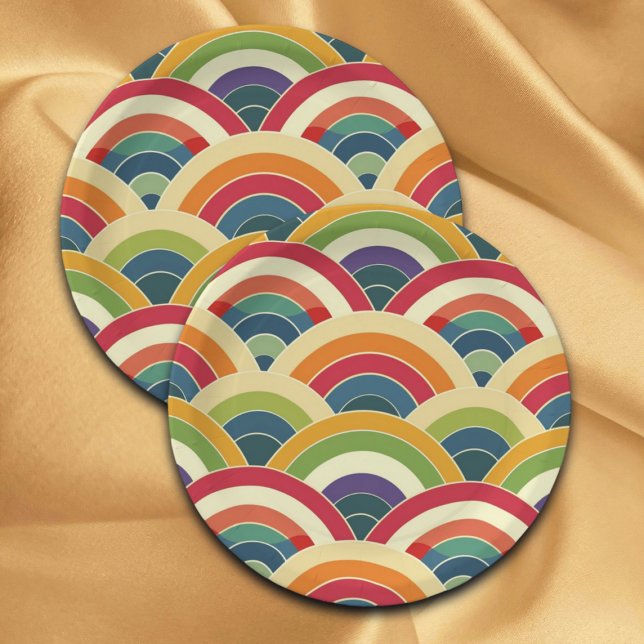 Prato De Papel Arco-Íris Colorido Boho (Criador carregado)
