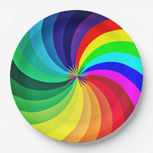 Prato De Papel Arco-Íris Colorido Mandala