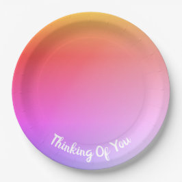 Prato De Papel Arco-Íris Colorido Rosa