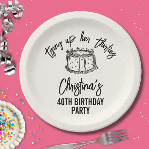 Prato De Papel Arco Preta Amarrando Seus Trinta aniversário de 40