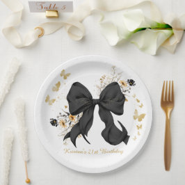 Prato De Papel Arco preto elegante Coquette Wildflower