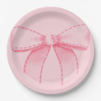 Prato de Papel Arco Rosa Com Fundo Rosa Plano