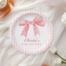 Arco rosa e chá de fraldas de pré-disquete gingham