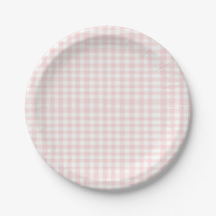 Prato De Papel Arco rosa e chá de fraldas de pré-disquete gingham