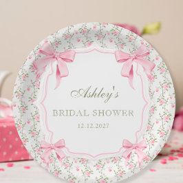 Prato De Papel Arco rosa Ela é Chá de panela Casando