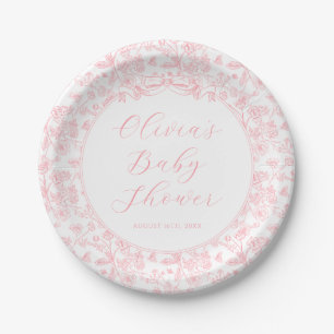 Prato De Papel Arco rosa elegante Vintage Floral Girl Chá de fra