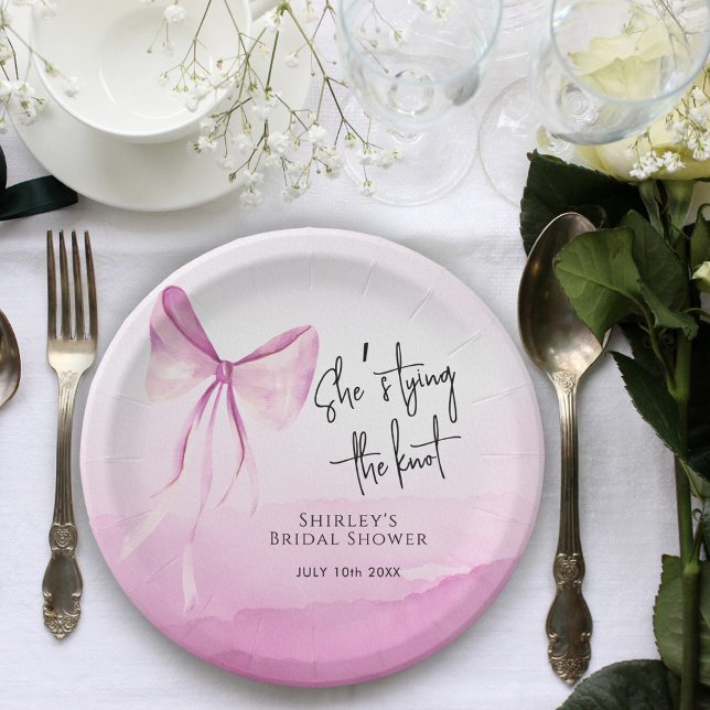 Prato De Papel Arco Rosa Esmagado Ela é Chá de panela Casando (Criador carregado)