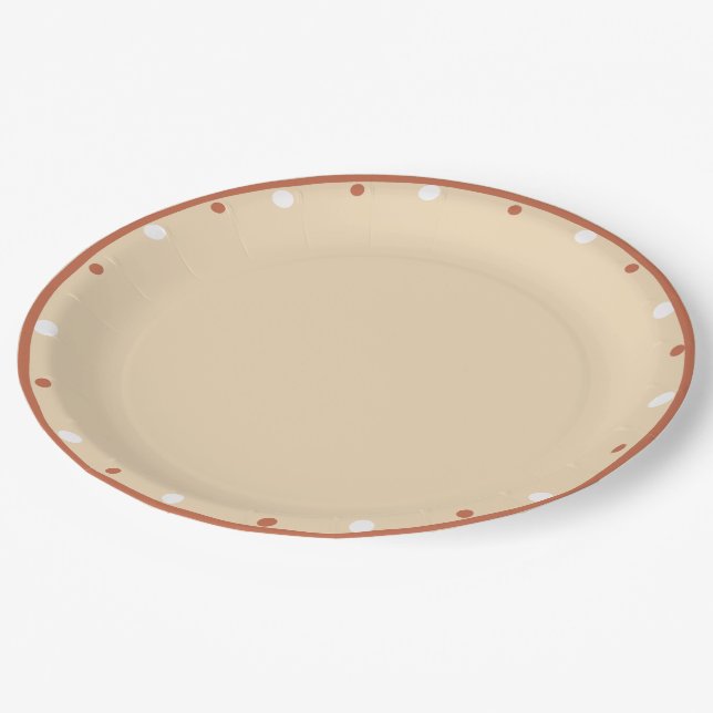 Prato De Papel Areia Terracota Branco Bolinhas (Inclinado)