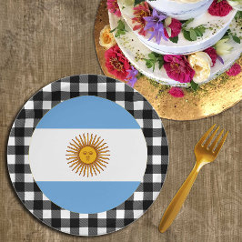 Prato De Papel Argentina Plate, xadrez de búfalos e Bandeira da A