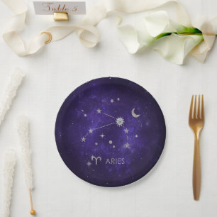 Prato De Papel Áries roxas   Astrologia Cósmica Horoscópio