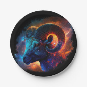 Prato De Papel Aries Sinal de Estrela Zodiac - Sem Texto - Placa