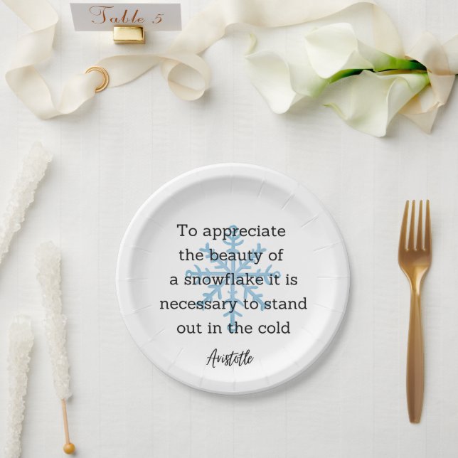 Prato De Papel Aristotle Winter Quote Decor For Home (Casamento)