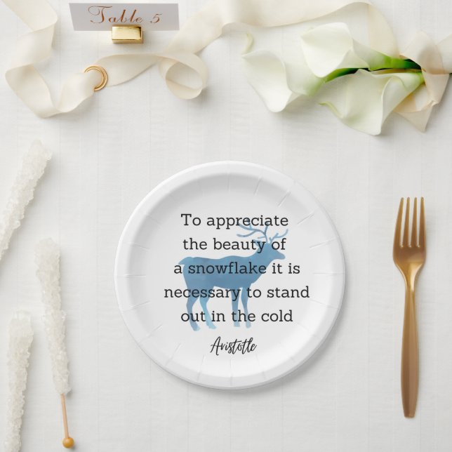 Prato De Papel Aristotle Winter Quote Decor For Home (Casamento)