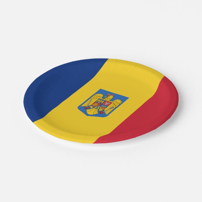 Prato De Papel Armas de casaco da bandeira romena (Inclinado)