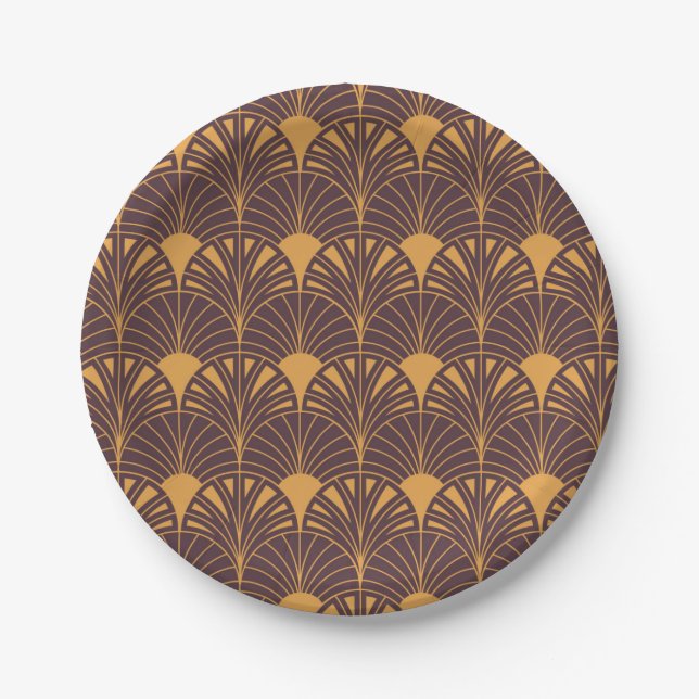 Prato De Papel Art Deco pattern with fan-shaped motifs  (Frente)