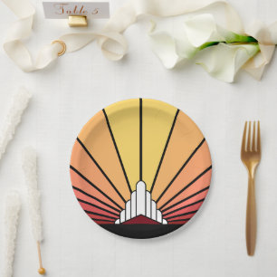 Prato De Papel Art deco sun em papel maduro