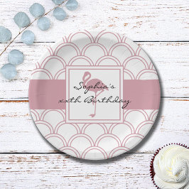 Prato De Papel Art Deco Wave Patten Festa de aniversário Flamingo