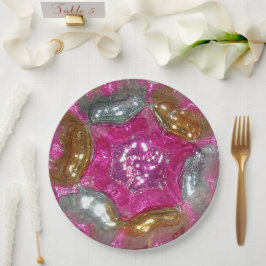 Prato De Papel Art Glass Art Deco Yummy Pink Jewel Janto Casament