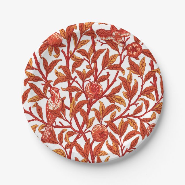 Prato De Papel Art Nouveau Bird & Pomegranate, Mandarin Orange (Frente)
