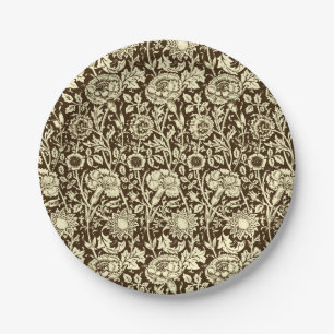 Prato De Papel Art Nouveau Carnação Damask, Brown e Cream