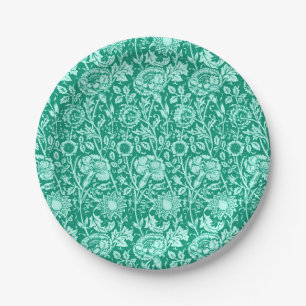 Prato De Papel Art Nouveau Carnação Damask, Turquoise