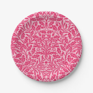 Prato De Papel Art Nouveau Floral Damask, Deep Fuchsia Pink