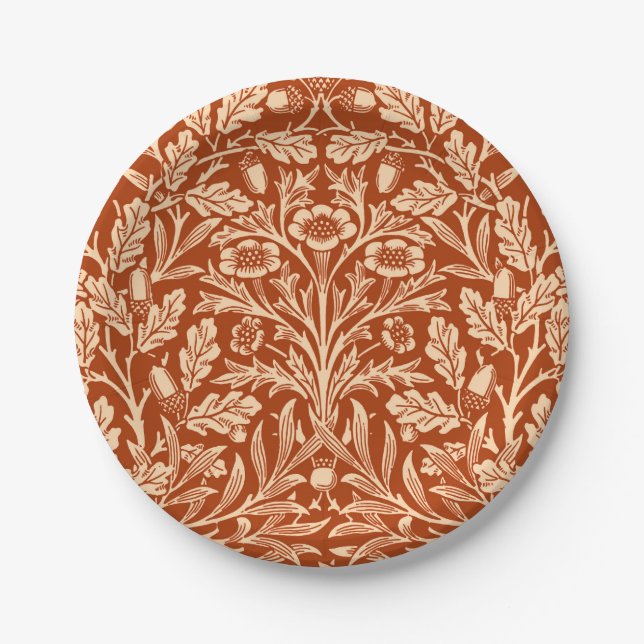 Prato De Papel Art Nouveau Floral Damask, Mandarin Orange (Frente)
