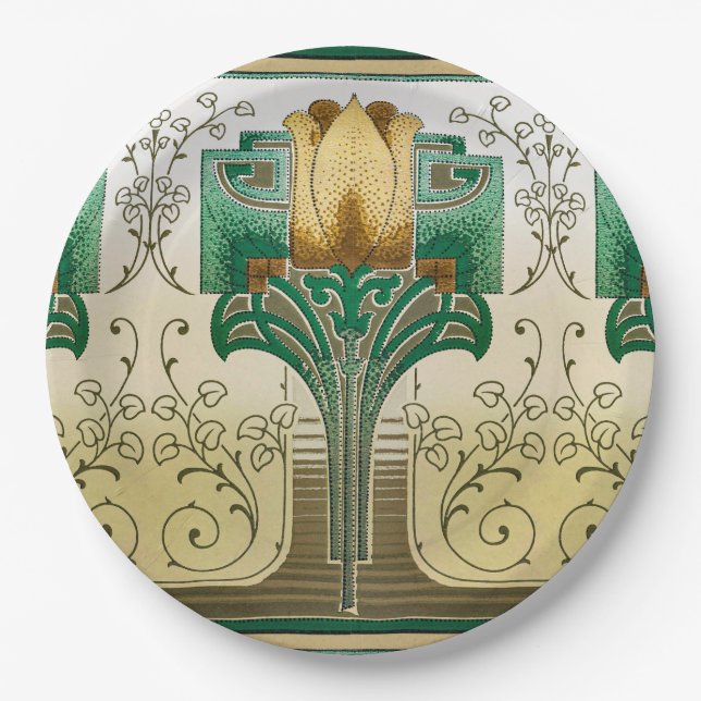 Prato De Papel Art Nouveau Tulip Motif Wedding Holiday (Frente)