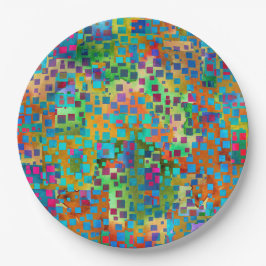 Prato De Papel Arte abstrata colorida de Digitas com quadrados
