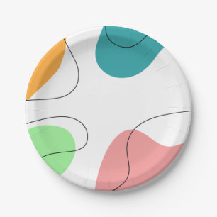 Prato De Papel Arte abstrata de bolhas de cores brilhantes minima