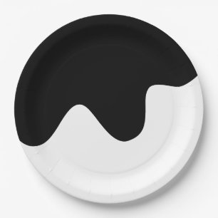 Prato De Papel Arte abstrata minimalista em preto e branco modern