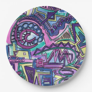 Prato De Papel Arte abstrata pintada à mão - Livre Arbítrio
