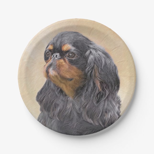 Prato De Papel Arte Animal Original Pintura Inglesa Toy Spaniel (Frente)