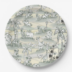 Prato De Papel Arte com desenho de linha colorida