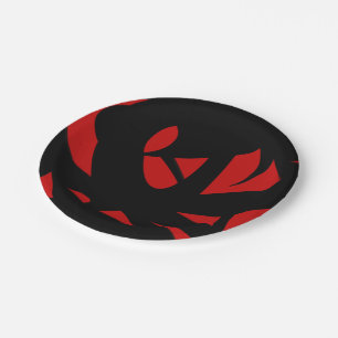 Prato De Papel Arte Contemporânea Vermelho / Preto