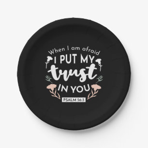 Prato De Papel Arte Cristã Floral Escura - Salm 56:3