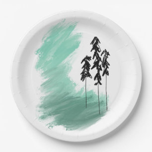 Prato De Papel arte de árvore verde escandinava simples menta mod