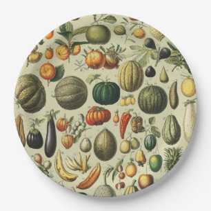 Prato De Papel Arte de Cartaz de Frutas Botânicas Francesas Vinta
