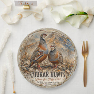 Prato De Papel Arte de casal de perdiz Chukar