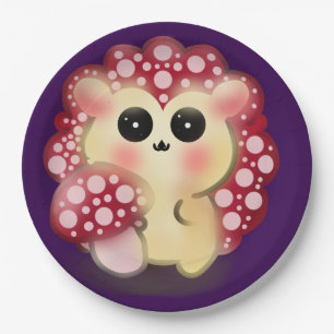 Prato De Papel Arte de Cogumelo Vermelho Kawaii Fofinhoouriço Fun