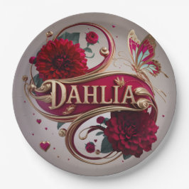 Prato De Papel Arte de Flor de Dália Vermelha Elegante
