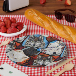 PRATO DE PAPEL ARTE DE LOBO SUDOESTE