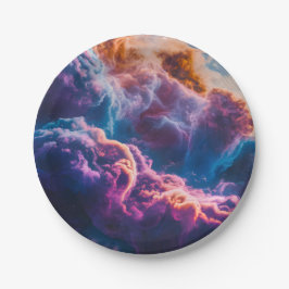 Prato De Papel Arte de Nebulosa Espacial Abstrata - Colorida e Có