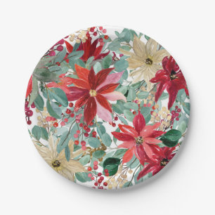 Prato De Papel Arte de Pássaro Floral de Natal
